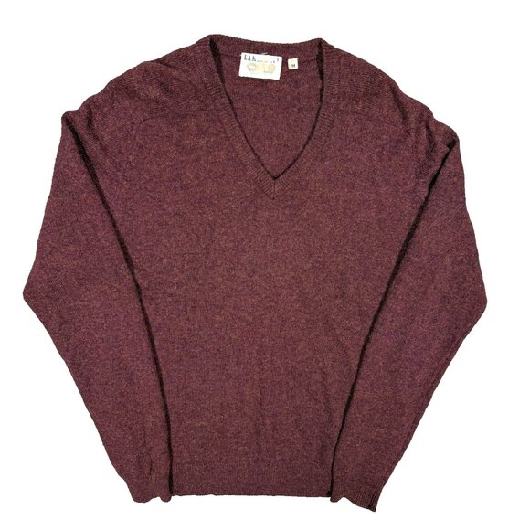 Vintage Casual Club 100% Lambswool Sweater V-Neck Knit Red Long Sleeve Medium - Picture 1 of 8